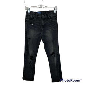 Girl's Old Navy Slim Straight Black Distressed Jean Size 14 Regular